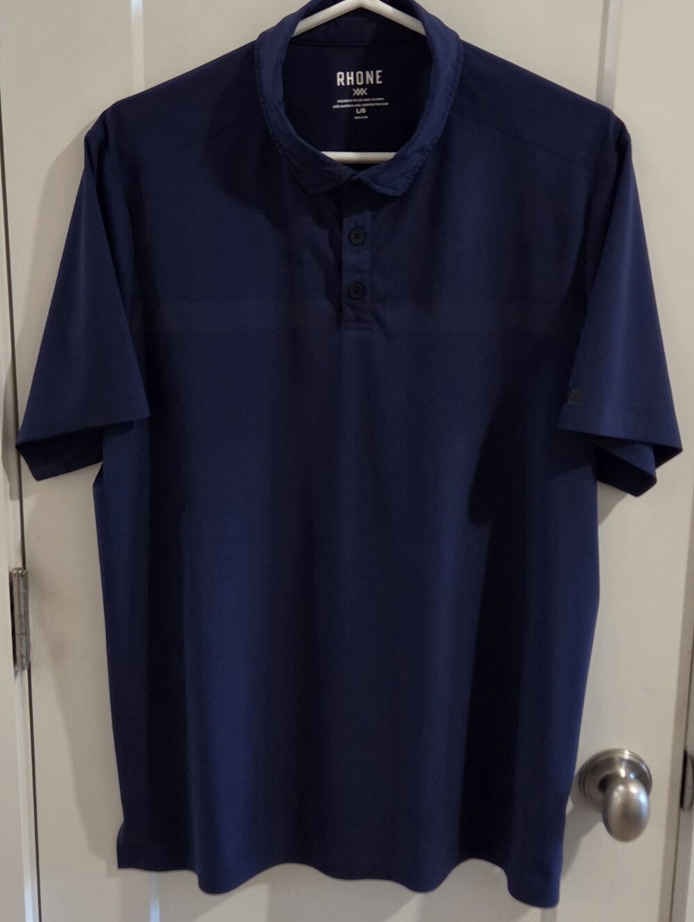 Rhone Tech Performance Polo Shirt 100372 - Size Large - Textured Chest Stripe